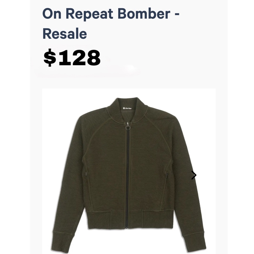 Lululemon On Repeat Bomber in Forest Green 2 NWOT - Picture 4 of 15